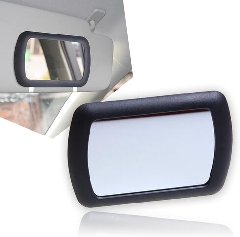 قطعة واحدة من مرآة مكياج واقي الشمس للسيارة، مرآة زينة فاخرة محمولة عالية الدقة مقاس 6.6 بوصة × 4.3 بوصة، مرآة زينة خالية من اللصق، مرآة حاجبة للشمس، ملحقات داخلية عالمية لمعظم السيارات (أسود) in Kuwait