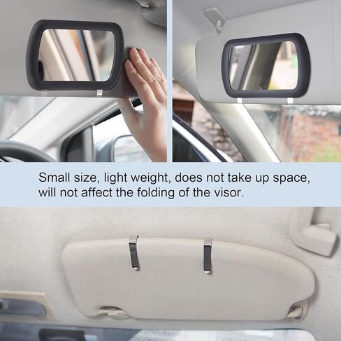قطعة واحدة من مرآة مكياج واقي الشمس للسيارة، مرآة زينة فاخرة محمولة عالية الدقة مقاس 6.6 بوصة × 4.3 بوصة، مرآة زينة خالية من اللصق، مرآة حاجبة للشمس، ملحقات داخلية عالمية لمعظم السيارات (أسود) in Kuwait