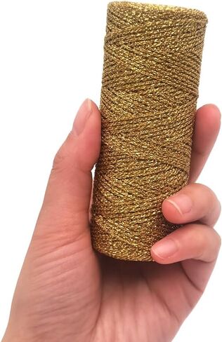 INSPIRELLE 110 Yards Gold Bakers Twine 1.5mm Christmas Decorative String Inelastic Cord for Gift Wrapping Tags Hanging and Crafts in Saudi Arabia