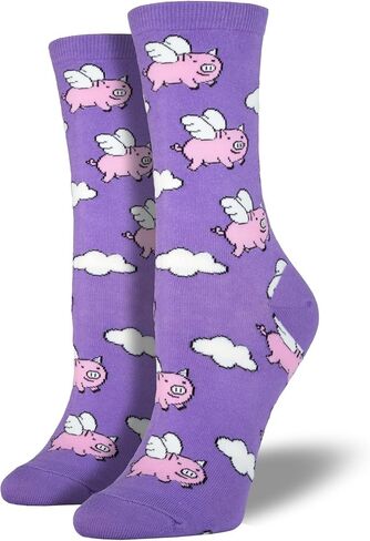 Women's 'Flying Pigs' Socks in Lavender (One Size) in Saudi Arabia