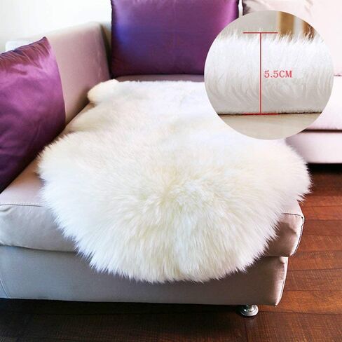 Woolous Genuine New Zealand Sheepskin Double Pelt Rug- Handmade Sheep Skin Runner Rug, Soft Thick Natural Bedside Area Rug for Bedroom and Living Room Decor, (2x6 ft, Gray) in Saudi Arabia