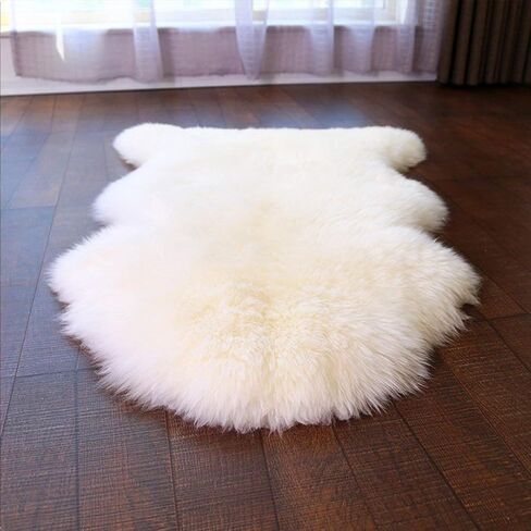 Woolous Genuine New Zealand Sheepskin Double Pelt Rug- Handmade Sheep Skin Runner Rug, Soft Thick Natural Bedside Area Rug for Bedroom and Living Room Decor, (2x6 ft, Gray) in Saudi Arabia