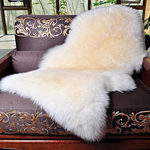 Woolous Genuine New Zealand Sheepskin Double Pelt Rug- Handmade Sheep Skin Runner Rug, Soft Thick Natural Bedside Area Rug for Bedroom and Living Room Decor, (2x6 ft, Gray) in Saudi Arabia