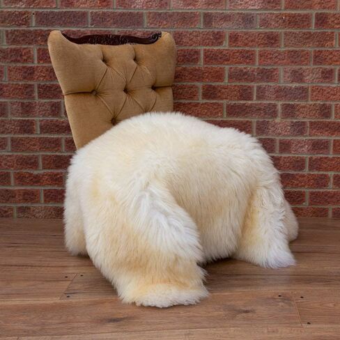 Woolous Genuine New Zealand Sheepskin Double Pelt Rug- Handmade Sheep Skin Runner Rug, Soft Thick Natural Bedside Area Rug for Bedroom and Living Room Decor, (2x6 ft, Gray) in Saudi Arabia
