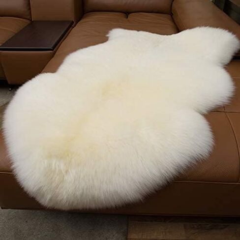 Woolous Genuine New Zealand Sheepskin Double Pelt Rug- Handmade Sheep Skin Runner Rug, Soft Thick Natural Bedside Area Rug for Bedroom and Living Room Decor, (2x6 ft, Gray) in Saudi Arabia