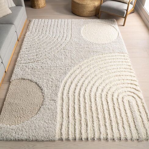 سجادة منطقة NuLOOM Gloria تجريدية مقاس 4×6 لغرفة المعيشة وغرفة النوم وغرفة الطعام والمطبخ والحضانة، بيج in Saudi Arabia