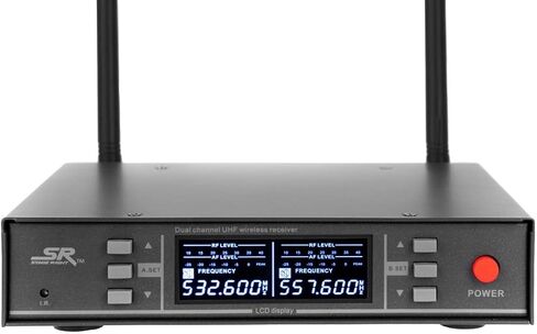 نظام ميكروفونات لاسلكية مزدوجة محمولة باليد Monoprice 200 قناة UHF، نطاق 262 قدم (80 مترًا)، مثالي للكنيسة وأعياد الميلاد والكاريوكي وحفلات الزفاف والمناسبات - سلسلة المسرح الصحيح، أسود in Saudi Arabia