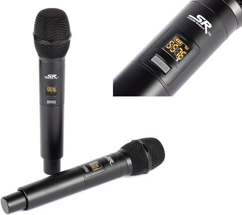 نظام ميكروفونات لاسلكية مزدوجة محمولة باليد Monoprice 200 قناة UHF، نطاق 262 قدم (80 مترًا)، مثالي للكنيسة وأعياد الميلاد والكاريوكي وحفلات الزفاف والمناسبات - سلسلة المسرح الصحيح، أسود in Saudi Arabia