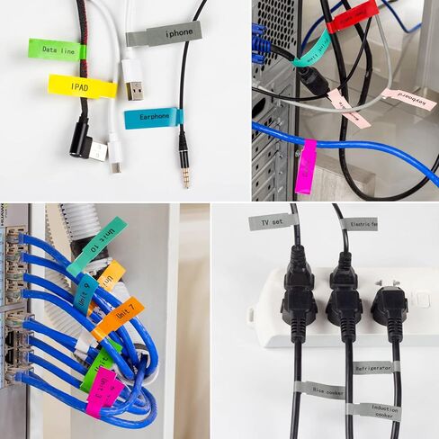 450 قطعة من ملصقات الكابلات، ملصقات سلكية ملونة مقاومة للماء للإلكترونيات، 15 ورقة ملصقات سلكية ذاتية اللصق لإدارة الكابلات، ملصقات مقاومة للتمزق لطابعة الليزر والكتابة اليدوية in Kuwait
