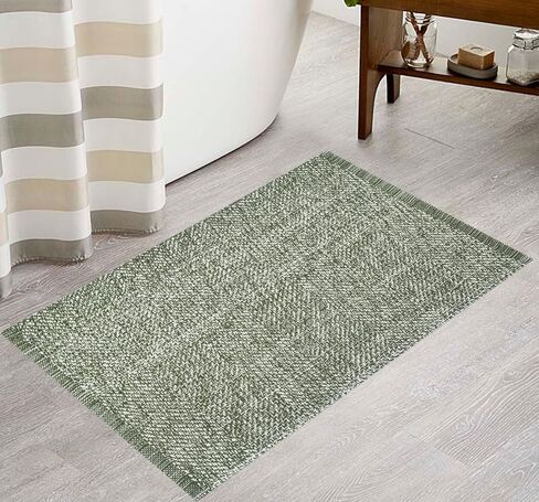 Farmhouse Bathroom Rug,2'x3' Beige Small Boho Entryway Rug Cotton Washable Front Door Mat Reversible Kitchen Floor Mat for Bedroom Bathroom Living Room in Saudi Arabia