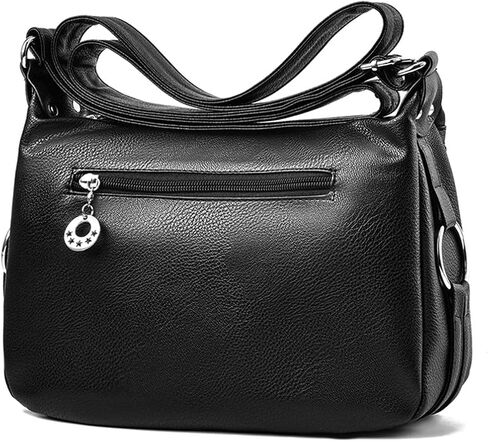 Leather Crossbody Bag for Women Multi Pockets Shoulder Purse Lightweight Messenger Bag Ladies Pocketbook in Saudi Arabia