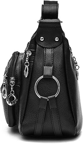 Leather Crossbody Bag for Women Multi Pockets Shoulder Purse Lightweight Messenger Bag Ladies Pocketbook in Saudi Arabia