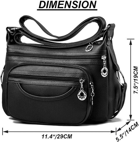 Leather Crossbody Bag for Women Multi Pockets Shoulder Purse Lightweight Messenger Bag Ladies Pocketbook in Saudi Arabia