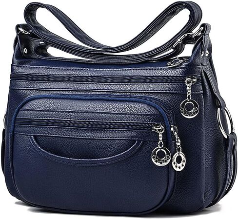 Leather Crossbody Bag for Women Multi Pockets Shoulder Purse Lightweight Messenger Bag Ladies Pocketbook in Saudi Arabia