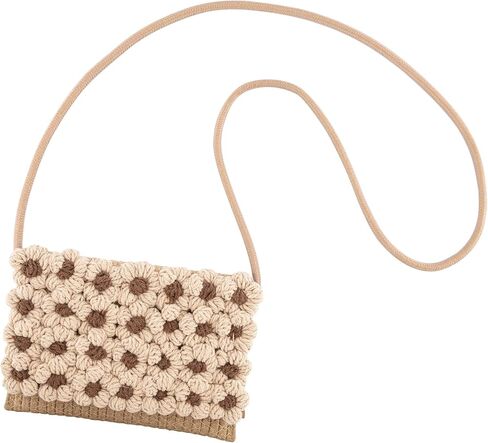 حقيبة كروس نسائية منسوجة يدويًا من CHIC DIARY، محفظة كروشيه قطنية منسوجة، حقيبة يد صغيرة للشاطئ مع زهرة in Kuwait