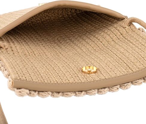 حقيبة كروس نسائية منسوجة يدويًا من CHIC DIARY، محفظة كروشيه قطنية منسوجة، حقيبة يد صغيرة للشاطئ مع زهرة in Kuwait