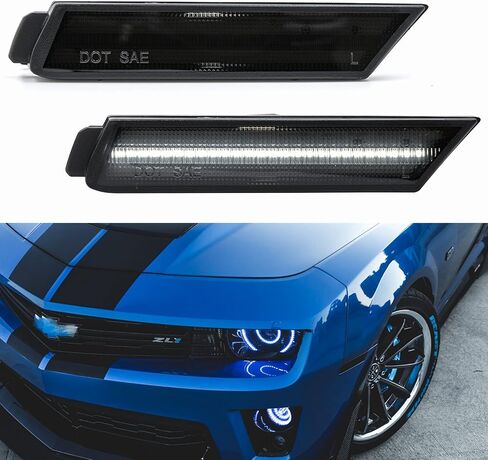 NSLUMO LED Side Marker Lights Replacement for Chevy Camaro 2010-2015 Euro Smoked Lens Xenon White Led Front Clearance Parking Marker Light Assembly Replace OEM Sidemarker Lamps in Saudi Arabia