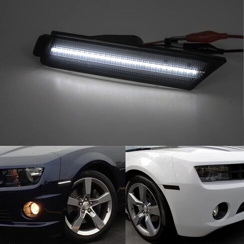 NSLUMO LED Side Marker Lights Replacement for Chevy Camaro 2010-2015 Euro Smoked Lens Xenon White Led Front Clearance Parking Marker Light Assembly Replace OEM Sidemarker Lamps in Saudi Arabia