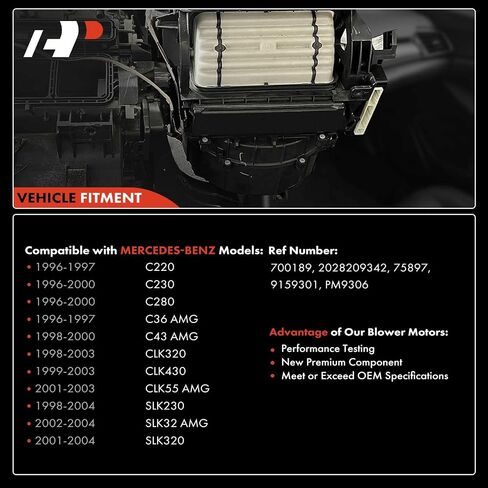 A-Premium HVAC Heater Blower Motor Assembly Compatible with Mercedes-Benz Vehicles - W202 C220/C230/C280/C36 AMG/C43 AMG/CL500/CL600, A208/C208 CLK320/CLK430/CLK500/CLK55 AMG, R170 SLK200/SLK230 in Saudi Arabia