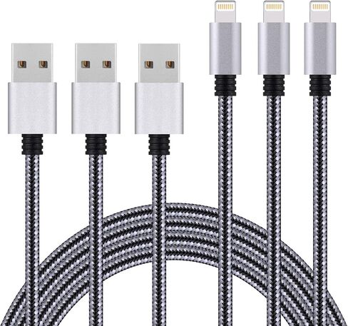 شاحن هاتف، 3 عبوات كابل بطول 10 أقدام QC3.0 كابل طويل للغاية مجدول من النايلون للشحن السريع متوافق مع الهاتف 14/13/12/12 Pro Max/12 Pro/11/11 Pro/X/XS/XR/XS Max/8/8 Plus /س in Kuwait