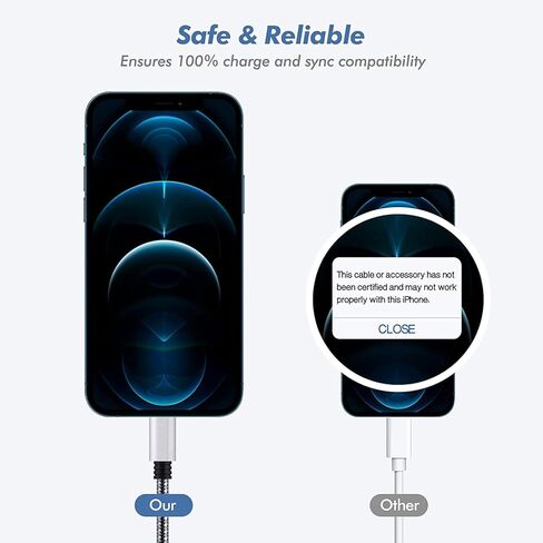 شاحن هاتف، 3 عبوات كابل بطول 10 أقدام QC3.0 كابل طويل للغاية مجدول من النايلون للشحن السريع متوافق مع الهاتف 14/13/12/12 Pro Max/12 Pro/11/11 Pro/X/XS/XR/XS Max/8/8 Plus /س in Kuwait