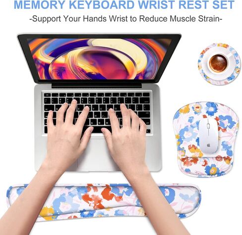 Larger Mouse Pad with Wrist Support,Non-Slip Rubber Base Keyboard Mouse Mat Set,Surface Soft & Relieve Wrist Pain,Waterproof Protector Mousepad for Laptop,Computer,Gaming&Office,Home-Cotton C in Saudi Arabia
