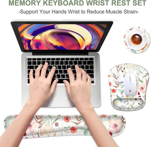 Larger Mouse Pad with Wrist Support,Non-Slip Rubber Base Keyboard Mouse Mat Set,Surface Soft & Relieve Wrist Pain,Waterproof Protector Mousepad for Laptop,Computer,Gaming&Office,Home-Cotton C in Saudi Arabia