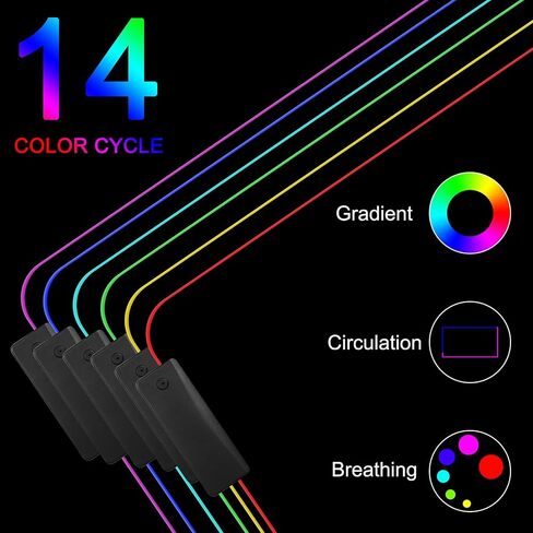 Gaming RGB Mouse Pad with 4 Port USB Hub and 14 Lighting Modes Large Non-Slip Rubber Base Waterproof Mouse Pad Suitable for Games, MacBook, PC, Laptop, Desk（31.5x11.8x0.15 inch Black） in Saudi Arabia