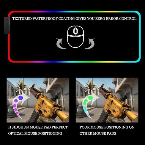 Gaming RGB Mouse Pad with 4 Port USB Hub and 14 Lighting Modes Large Non-Slip Rubber Base Waterproof Mouse Pad Suitable for Games, MacBook, PC, Laptop, Desk（31.5x11.8x0.15 inch Black） in Saudi Arabia