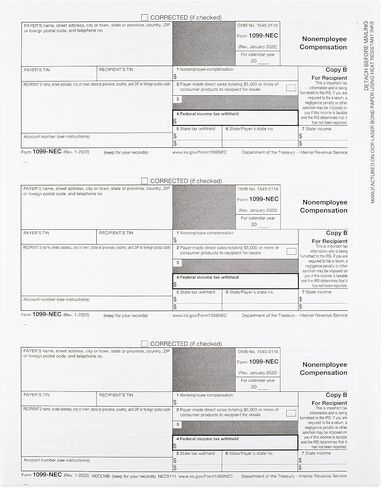 1099 Nec Copy B - الدخل - المستلم - حزمة لـ 100 مستلم 2023 نسخة B in Saudi Arabia