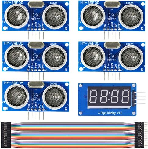 5Pack HY-SR05 Ultrasonic Module 5V 5Pin Distance Detection Sensor for Arduino with TM1637 LED Display Module, Dupont Cable in Kuwait