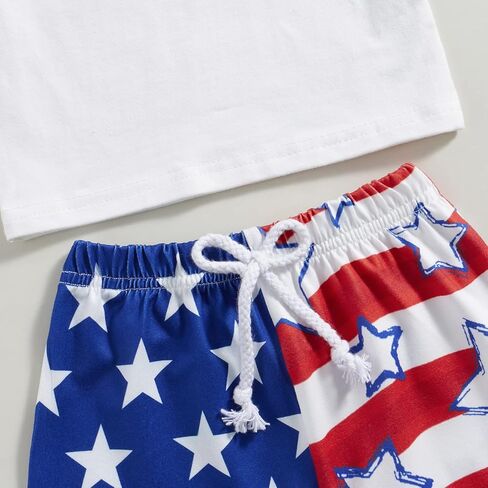 Toddler Baby Boy 4th of July Outfit Short Sleeve T-Shirt Tee American Flag Shorts Set Fourth of July Summer Clothes in Saudi Arabia