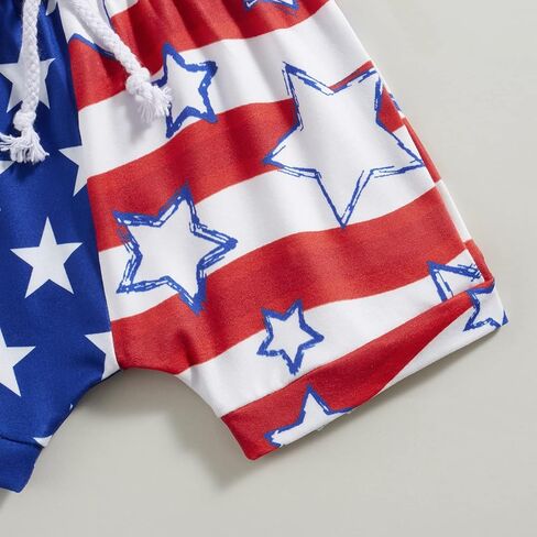 Toddler Baby Boy 4th of July Outfit Short Sleeve T-Shirt Tee American Flag Shorts Set Fourth of July Summer Clothes in Saudi Arabia