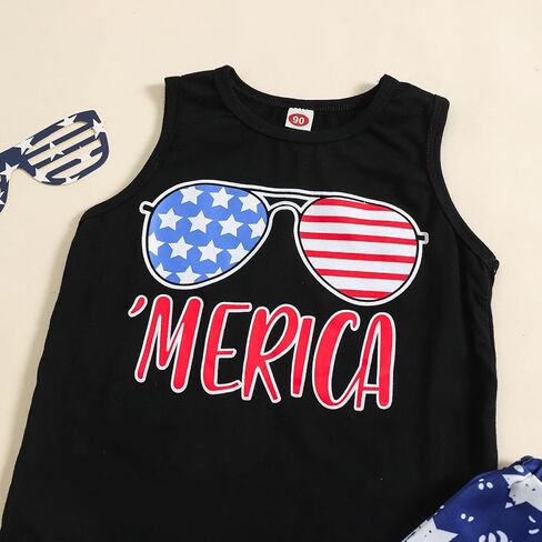 ملابس أطفال أولادي من Noubeau في الرابع من يوليو، قطع علوية تحمل العلم الأمريكي، تي شيرت وطني، تي شيرت، شورت برباط على شكل نجمة، in Kuwait