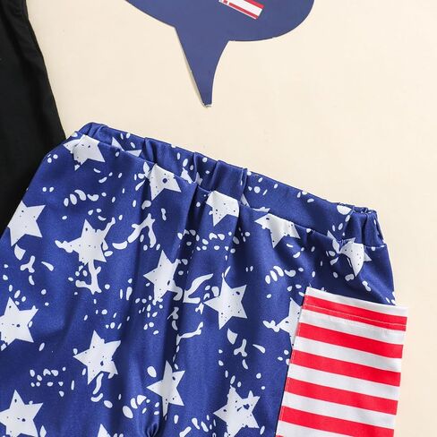 ملابس أطفال أولادي من Noubeau في الرابع من يوليو، قطع علوية تحمل العلم الأمريكي، تي شيرت وطني، تي شيرت، شورت برباط على شكل نجمة، in Kuwait