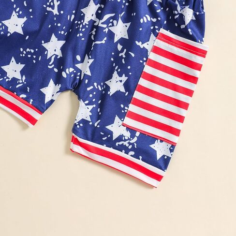 ملابس أطفال أولادي من Noubeau في الرابع من يوليو، قطع علوية تحمل العلم الأمريكي، تي شيرت وطني، تي شيرت، شورت برباط على شكل نجمة، in Kuwait