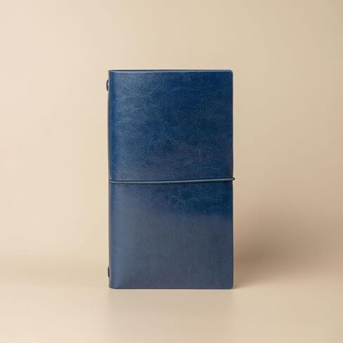 OLETHA Aesthetic Small Refillable Travel Journal, Faux Leather Notebook for Travelers, Writing & Poets, Blank Inserts, Navy in Saudi Arabia