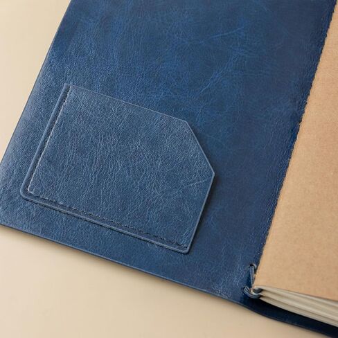 OLETHA Aesthetic Small Refillable Travel Journal, Faux Leather Notebook for Travelers, Writing & Poets, Blank Inserts, Navy in Saudi Arabia