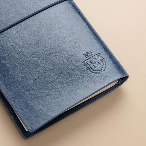 OLETHA Aesthetic Small Refillable Travel Journal, Faux Leather Notebook for Travelers, Writing & Poets, Blank Inserts, Navy in Saudi Arabia