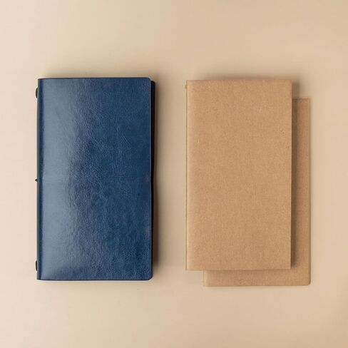 OLETHA Aesthetic Small Refillable Travel Journal, Faux Leather Notebook for Travelers, Writing & Poets, Blank Inserts, Navy in Saudi Arabia
