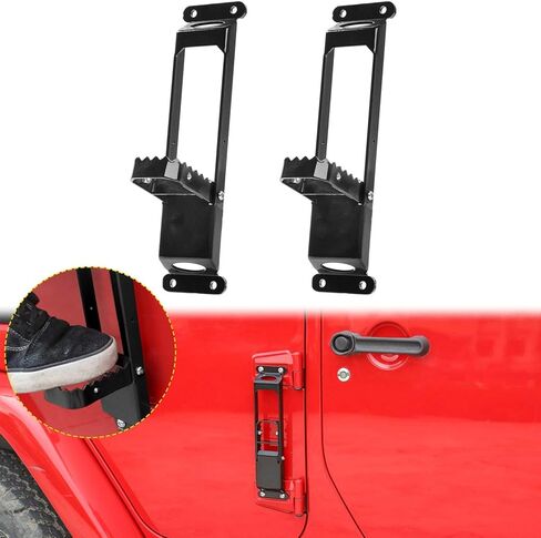 JeCar مفصل باب خطوة قدم ربط معدني قابل للطي ملحقات خارجية لدواسة القدم متوافقة مع Jeep Wrangler 2007-2018 JK JKU، 2018-2023 JL JLU & 2020-2023 Gladiator JT، أسود in Saudi Arabia