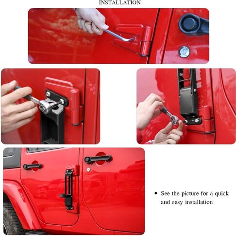 JeCar مفصل باب خطوة قدم ربط معدني قابل للطي ملحقات خارجية لدواسة القدم متوافقة مع Jeep Wrangler 2007-2018 JK JKU، 2018-2023 JL JLU & 2020-2023 Gladiator JT، أسود in Saudi Arabia