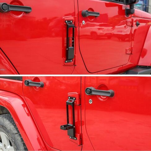 JeCar مفصل باب خطوة قدم ربط معدني قابل للطي ملحقات خارجية لدواسة القدم متوافقة مع Jeep Wrangler 2007-2018 JK JKU، 2018-2023 JL JLU & 2020-2023 Gladiator JT، أسود in Saudi Arabia