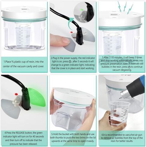 مزيل فقاعات الراتنج، آلة بدون هواء من الراتنج، غرفة تفريغ الهواء من أجل مجوهرات إيبوكسي الراتنج السيليكون للفنون والحرف اليدوية والمجوهرات المنزلية والمدرسة in Kuwait