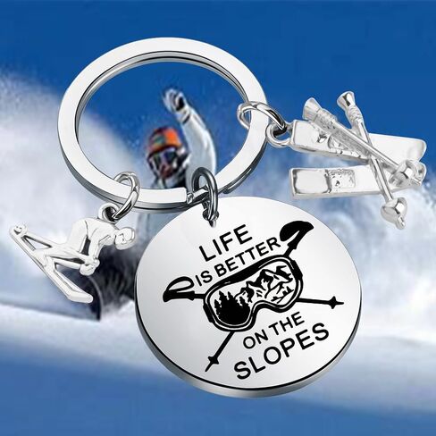 CHOORO Snowboarding Gift Life is Better On The Slopes Keychain Skiing Gifts for Skier Ski Lovers Ski Coach Gift in Saudi Arabia