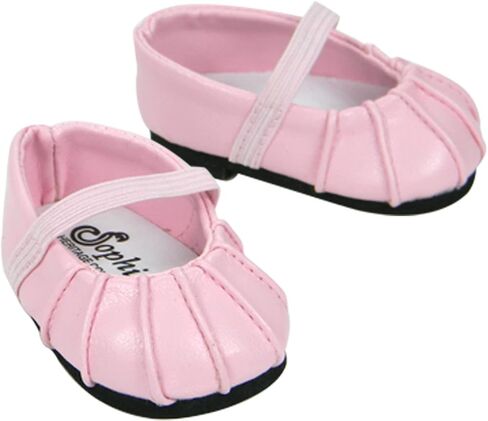 Sophia's Faux-Leather Pleated Dress Shoes with Elastic Straps for 15 Inch Baby Dolls, Light Pink in Saudi Arabia