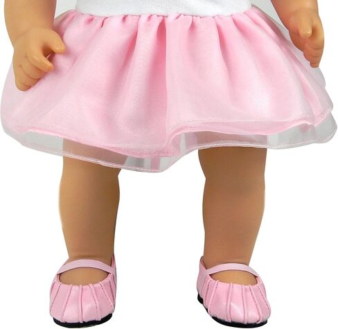 Sophia's Faux-Leather Pleated Dress Shoes with Elastic Straps for 15 Inch Baby Dolls, Light Pink in Saudi Arabia