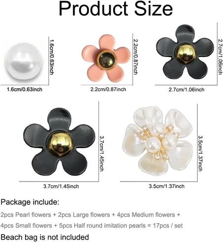 إكسسوارات حقيبة بوج - اللآلئ والزهور الملونة المتوافقة مع حقيبة الشاطئ المطاطية بوج in Kuwait