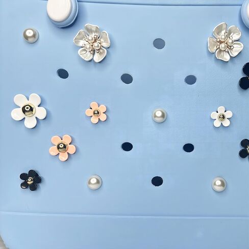 إكسسوارات حقيبة بوج - اللآلئ والزهور الملونة المتوافقة مع حقيبة الشاطئ المطاطية بوج in Kuwait