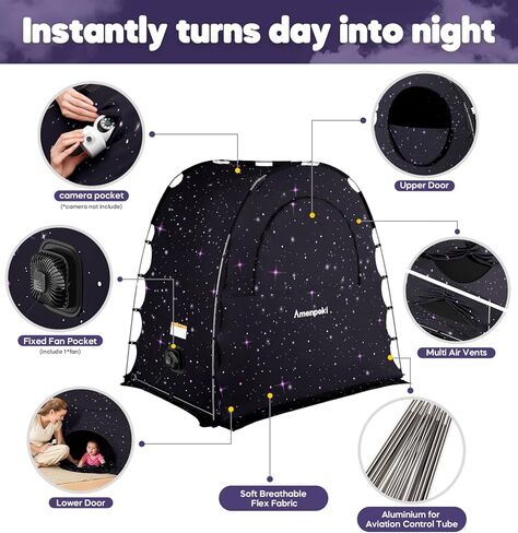 خيمة تعتيم للحزم واللعب، حجرة نوم الطفل، خيمة سرير الأطفال، غطاء سرير بمظلة تعتيم، حجرة نوم للأطفال مع شاشة، غطاء تعتيم للتعبئة واللعب، سماوي in Kuwait